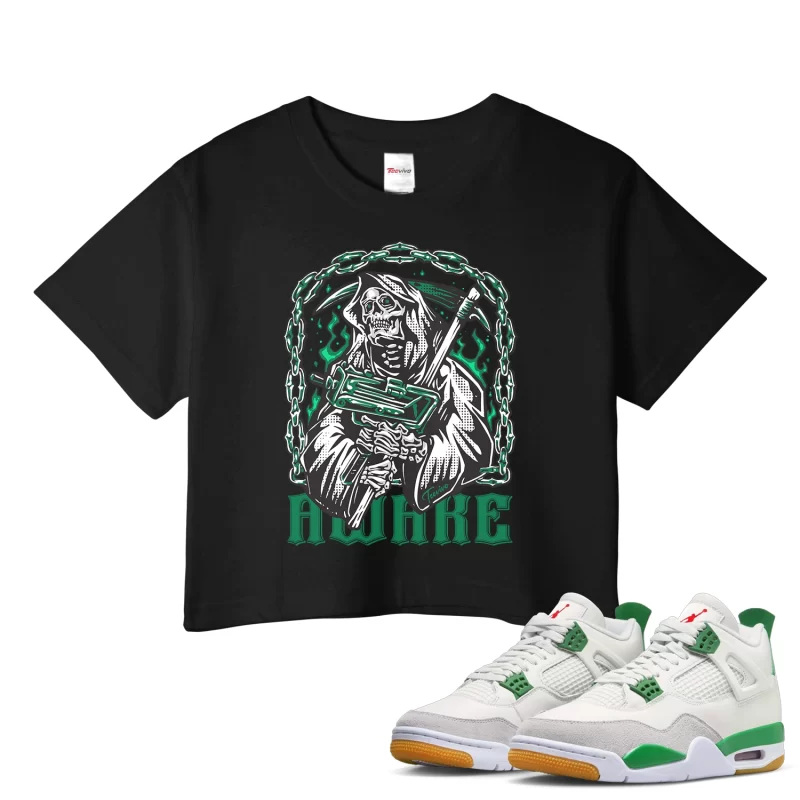 TeeVivo Crop Top Match Air Jordan 4 Retro SB Pine Green Awake – Air Jordan 4 Crop Top, AJ4 Crop Top