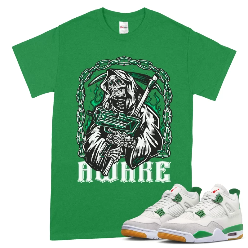 TeeVivo T-Shirt Match Air Jordan 4 Retro SB Pine Green Awake – Air Jordan 4 Shirt, AJ4 Shirt