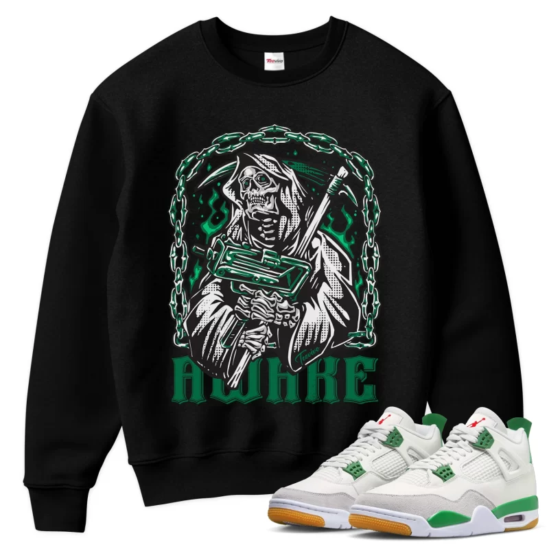 TeeVivo Sweatshirt Match Air Jordan 4 Retro SB Pine Green Awake – Air Jordan 4 Sweatshirt, AJ4 Sweatshirt