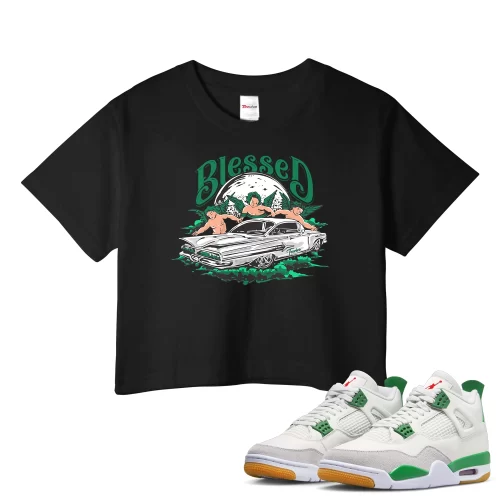 TeeVivo Crop Top Match Air Jordan 4 Retro SB Pine Green Blessed – Air Jordan 4 Crop Top, AJ4 Crop Top