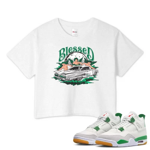 TeeVivo Crop Top Match Air Jordan 4 Retro SB Pine Green Blessed – Air Jordan 4 Crop Top, AJ4 Crop Top