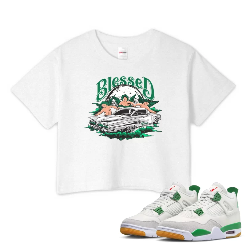 TeeVivo Crop Top Match Air Jordan 4 Retro SB Pine Green Blessed – Air Jordan 4 Crop Top, AJ4 Crop Top