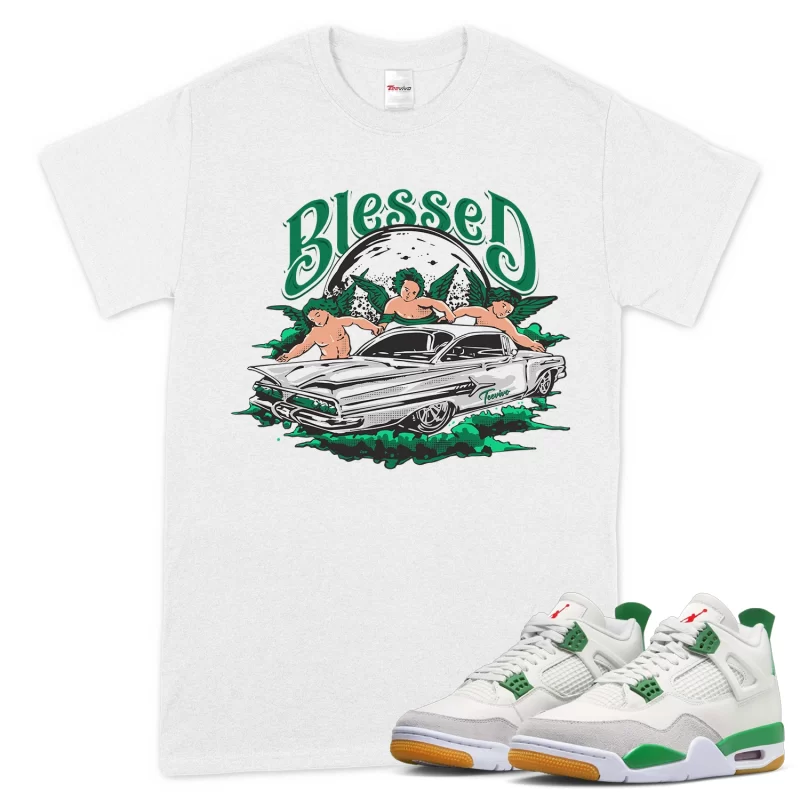 TeeVivo T-Shirt Match Air Jordan 4 Retro SB Pine Green Blessed – Air Jordan 4 Shirt, AJ4 Shirt