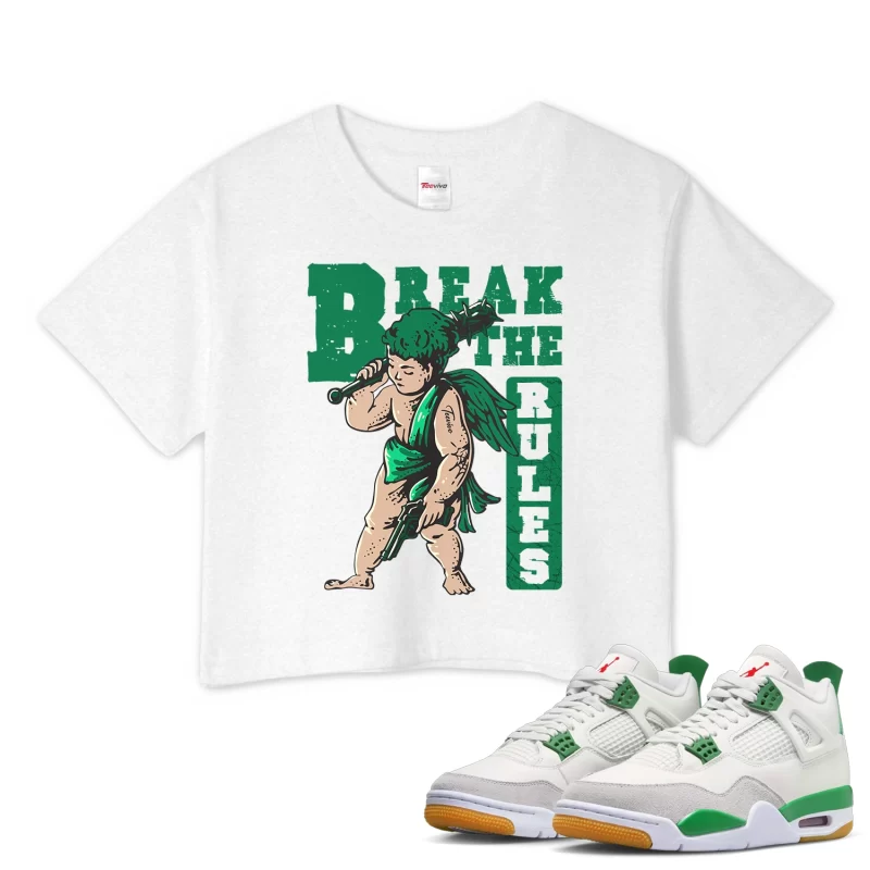 TeeVivo Crop Top Match Air Jordan 4 Retro SB Pine Green Break the rules – Air Jordan 4 Crop Top, AJ4 Crop Top