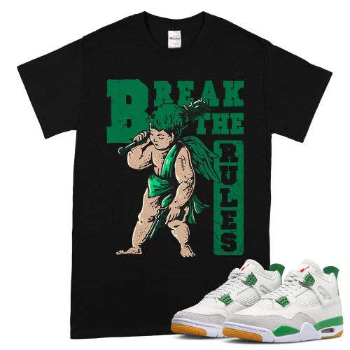TeeVivo T-Shirt Match Air Jordan 4 Retro SB Pine Green Break the rules – Air Jordan 4 Shirt, AJ4 Shirt