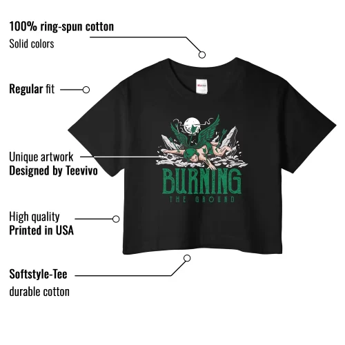 TeeVivo Crop Top Match Air Jordan 4 Retro SB Pine Green Burning the ground – Air Jordan 4 Crop Top, AJ4 Crop Top
