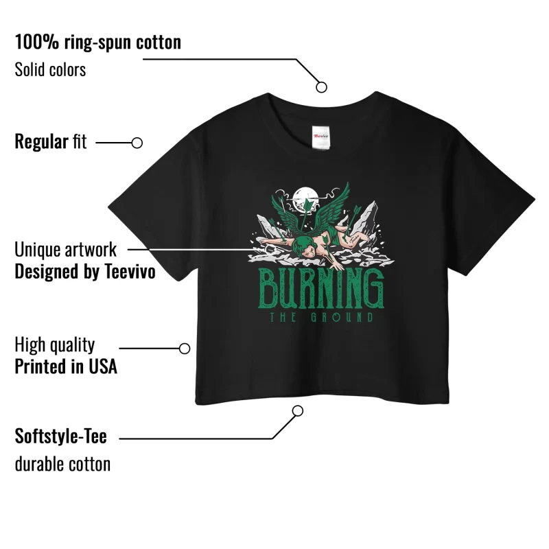 TeeVivo Crop Top Match Air Jordan 4 Retro SB Pine Green Burning the ground – Air Jordan 4 Crop Top, AJ4 Crop Top