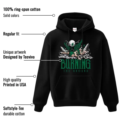 TeeVivo Hoodie Match Air Jordan 4 Retro SB Pine Green Burning the ground – Air Jordan 4 Hoodie, AJ4 Hoodie