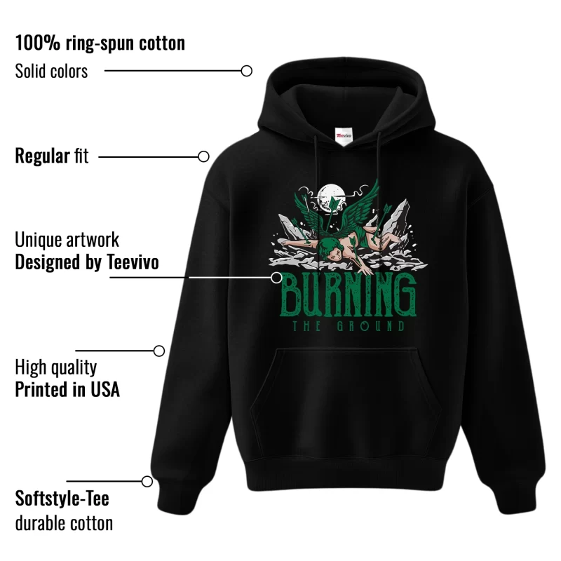 TeeVivo Hoodie Match Air Jordan 4 Retro SB Pine Green Burning the ground – Air Jordan 4 Hoodie, AJ4 Hoodie