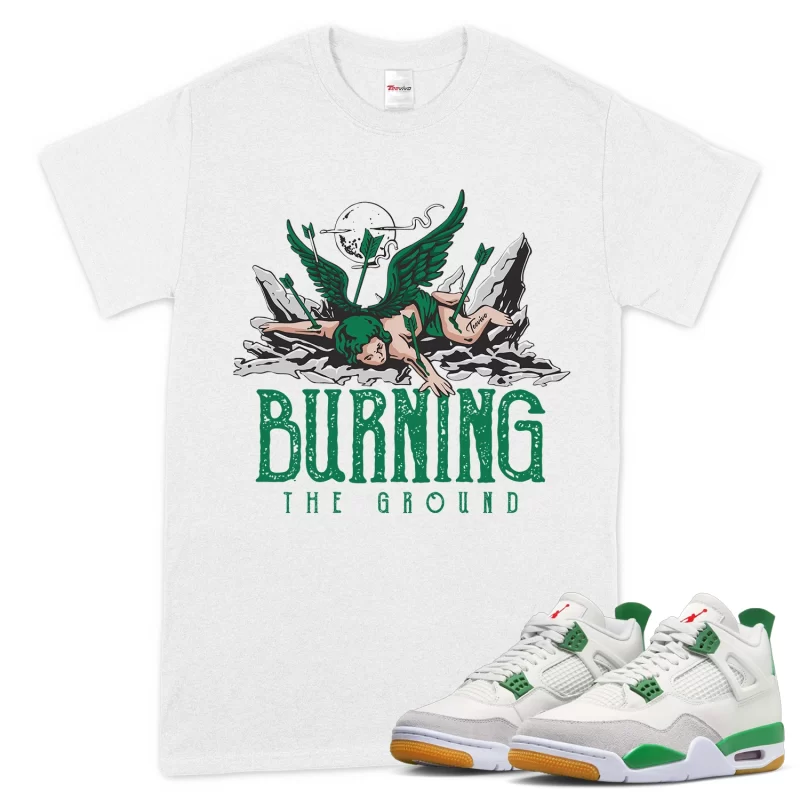 TeeVivo T-Shirt Match Air Jordan 4 Retro SB Pine Green Burning the ground – Air Jordan 4 Shirt, AJ4 Shirt
