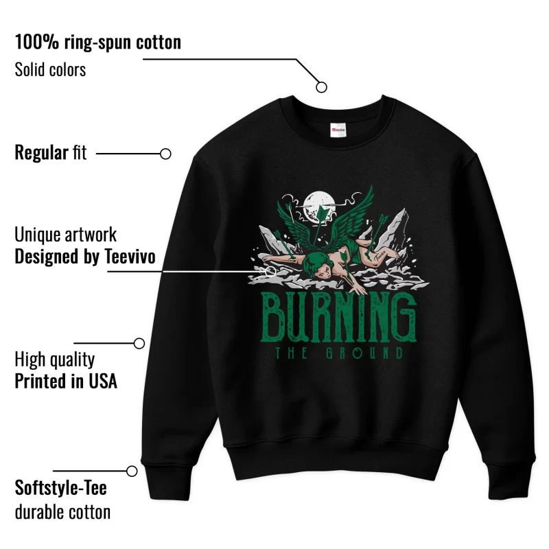 TeeVivo Sweatshirt Match Air Jordan 4 Retro SB Pine Green Burning the ground – Air Jordan 4 Sweatshirt, AJ4 Sweatshirt
