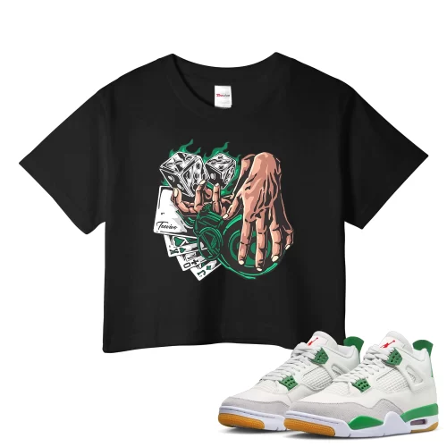 TeeVivo Crop Top Match Air Jordan 4 Retro SB Pine Green Gambling – Air Jordan 4 Crop Top, AJ4 Crop Top