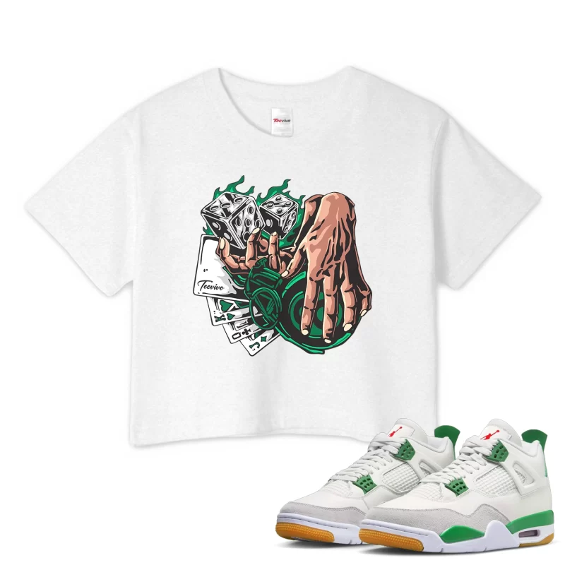TeeVivo Crop Top Match Air Jordan 4 Retro SB Pine Green Gambling – Air Jordan 4 Crop Top, AJ4 Crop Top