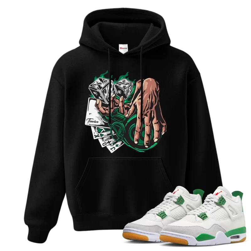 TeeVivo Hoodie Match Air Jordan 4 Retro SB Pine Green Gambling – Air Jordan 4 Hoodie, AJ4 Hoodie