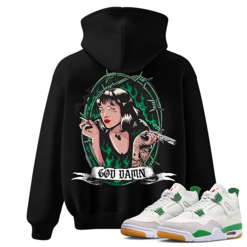TeeVivo Hoodie Match Air Jordan 4 Retro SB Pine Green God Daaamn – Air Jordan 4 Hoodie, AJ4 Hoodie