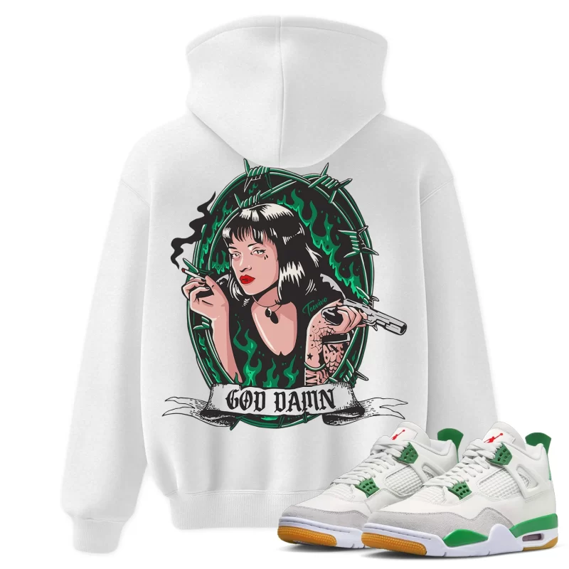 TeeVivo Hoodie Match Air Jordan 4 Retro SB Pine Green God Daaamn – Air Jordan 4 Hoodie, AJ4 Hoodie