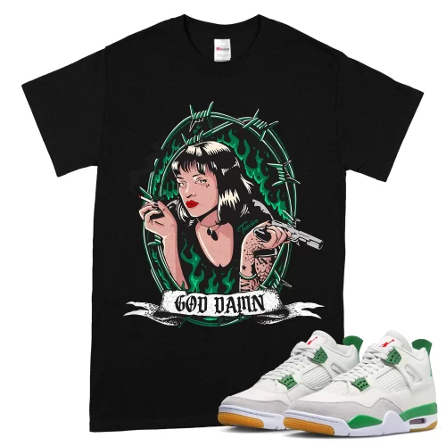 TeeVivo T-Shirt Match Air Jordan 4 Retro SB Pine Green God Daaamn – Air Jordan 4 Shirt, AJ4 Shirt