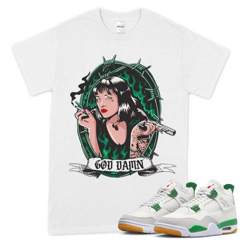 TeeVivo T-Shirt Match Air Jordan 4 Retro SB Pine Green God Daaamn – Air Jordan 4 Shirt, AJ4 Shirt