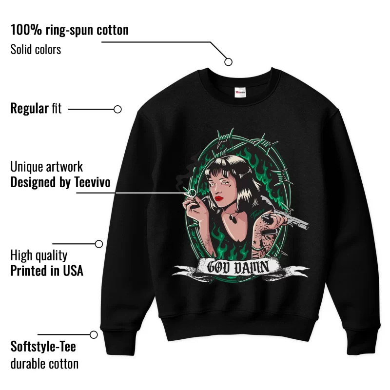 TeeVivo Sweatshirt Match Air Jordan 4 Retro SB Pine Green God Daaamn – Air Jordan 4 Sweatshirt, AJ4 Sweatshirt