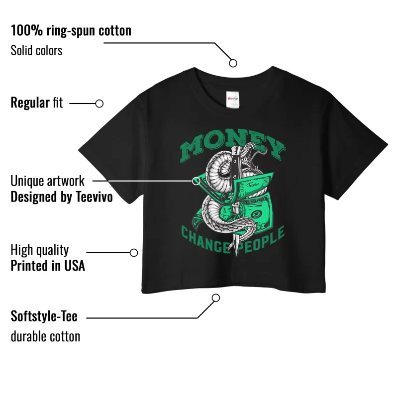 TeeVivo Crop Top Match Air Jordan 4 Retro SB Pine Green Money change people – Air Jordan 4 Crop Top, AJ4 Crop Top