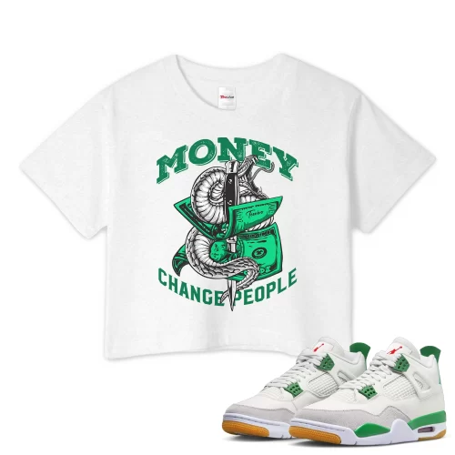 TeeVivo Crop Top Match Air Jordan 4 Retro SB Pine Green Money change people – Air Jordan 4 Crop Top, AJ4 Crop Top