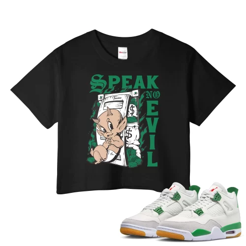 TeeVivo Crop Top Match Air Jordan 4 Retro SB Pine Green Speak no evil – Air Jordan 4 Crop Top, AJ4 Crop Top