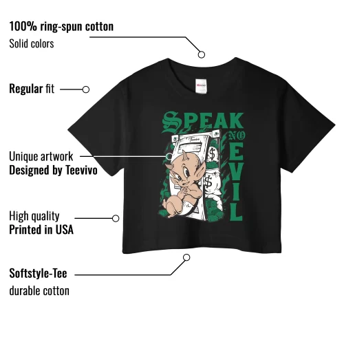 TeeVivo Crop Top Match Air Jordan 4 Retro SB Pine Green Speak no evil – Air Jordan 4 Crop Top, AJ4 Crop Top