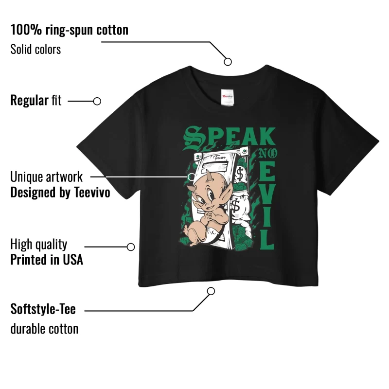 TeeVivo Crop Top Match Air Jordan 4 Retro SB Pine Green Speak no evil – Air Jordan 4 Crop Top, AJ4 Crop Top