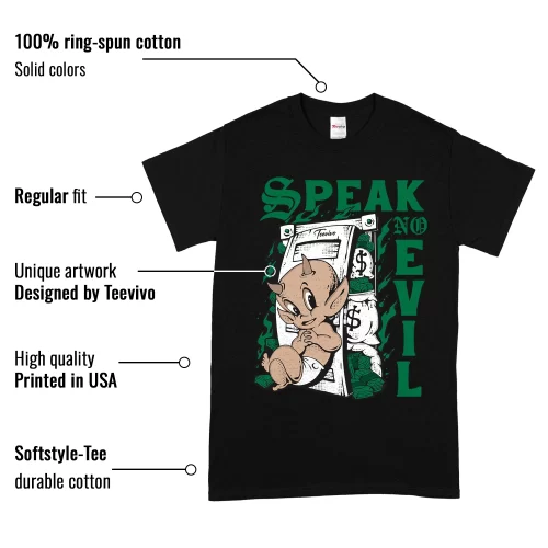 TeeVivo T-Shirt Match Air Jordan 4 Retro SB Pine Green Speak no evil – Air Jordan 4 Shirt, AJ4 Shirt
