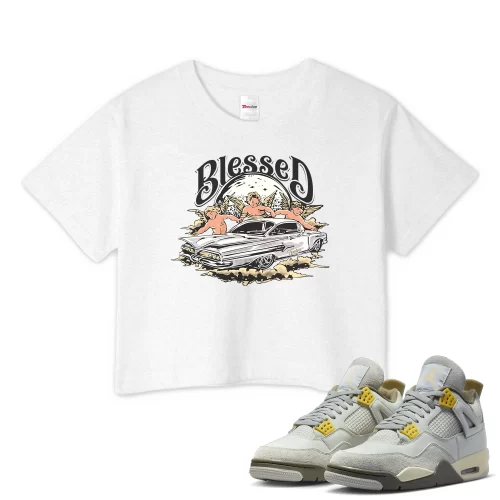 TeeVivo Crop Top Match Air Jordan 4 Retro SE Craft Photon Dust Blessed – Air Jordan 4 Crop Top, AJ4 Crop Top