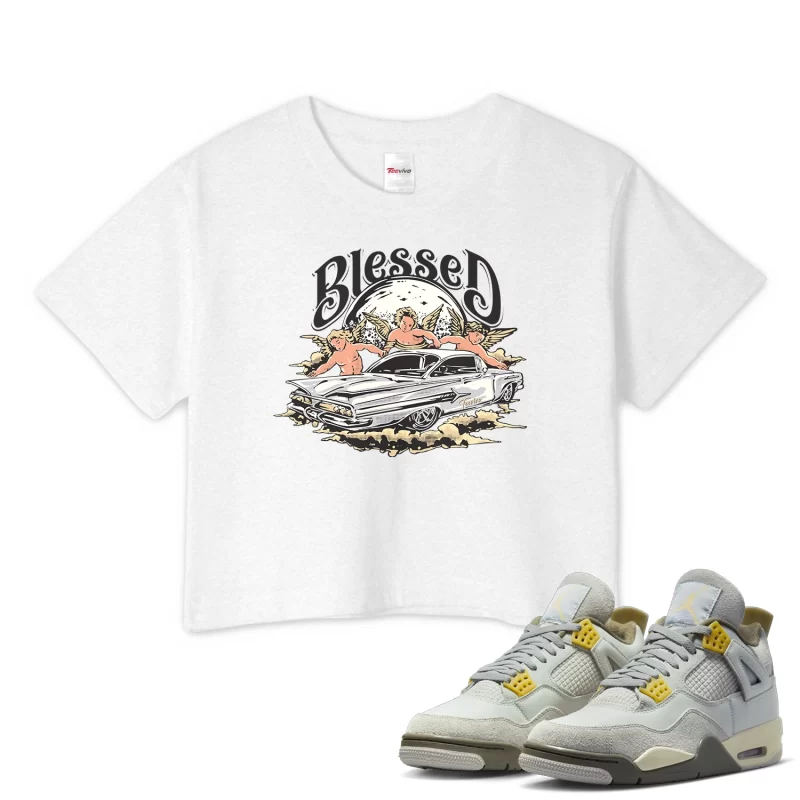 TeeVivo Crop Top Match Air Jordan 4 Retro SE Craft Photon Dust Blessed – Air Jordan 4 Crop Top, AJ4 Crop Top