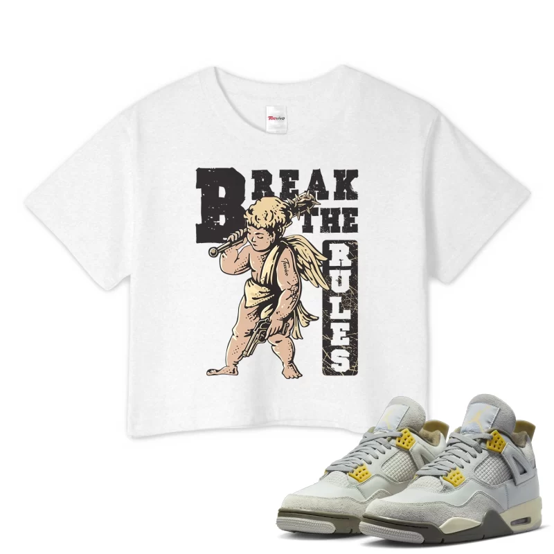 TeeVivo Crop Top Match Air Jordan 4 Retro SE Craft Photon Dust Break the rules – Air Jordan 4 Crop Top, AJ4 Crop Top