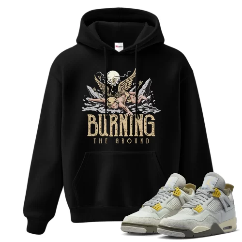 TeeVivo Hoodie Match Air Jordan 4 Retro SE Craft Photon Dust Burning the ground – Air Jordan 4 Hoodie, AJ4 Hoodie