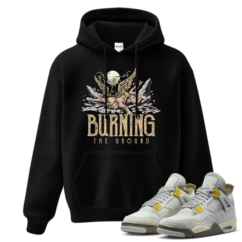 TeeVivo Hoodie Match Air Jordan 4 Retro SE Craft Photon Dust Burning the ground – Air Jordan 4 Hoodie, AJ4 Hoodie