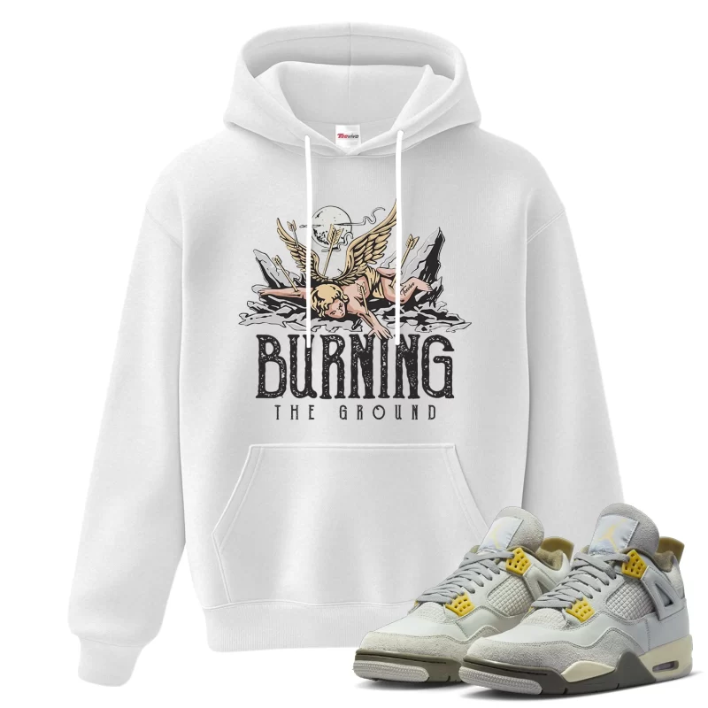 TeeVivo Hoodie Match Air Jordan 4 Retro SE Craft Photon Dust Burning the ground – Air Jordan 4 Hoodie, AJ4 Hoodie