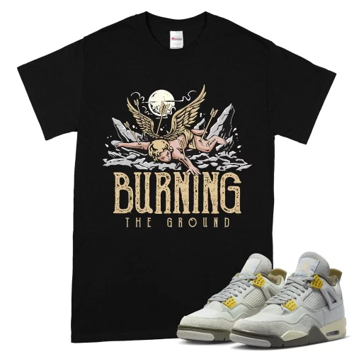 TeeVivo T-Shirt Match Air Jordan 4 Retro SE Craft Photon Dust Burning the ground – Air Jordan 4 Shirt, AJ4 Shirt
