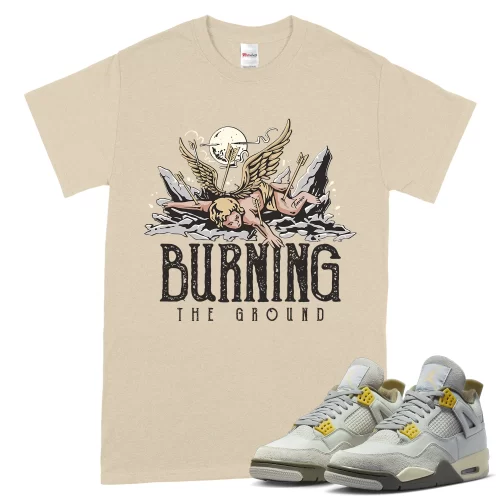 TeeVivo T-Shirt Match Air Jordan 4 Retro SE Craft Photon Dust Burning the ground – Air Jordan 4 Shirt, AJ4 Shirt