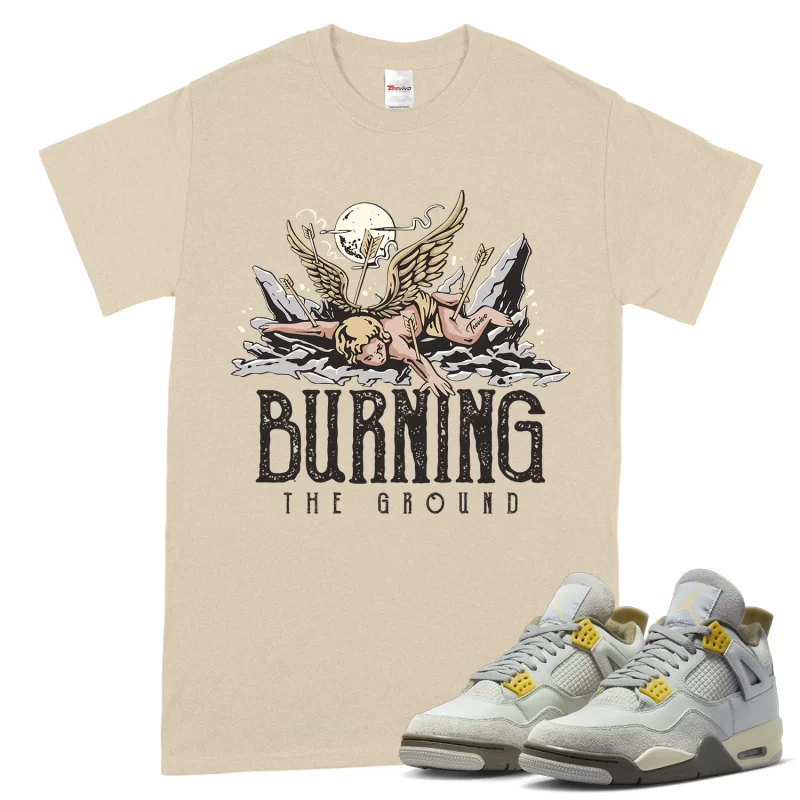 TeeVivo T-Shirt Match Air Jordan 4 Retro SE Craft Photon Dust Burning the ground – Air Jordan 4 Shirt, AJ4 Shirt