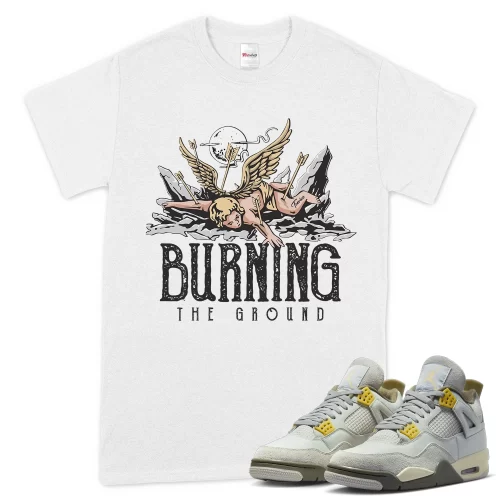 TeeVivo T-Shirt Match Air Jordan 4 Retro SE Craft Photon Dust Burning the ground – Air Jordan 4 Shirt, AJ4 Shirt