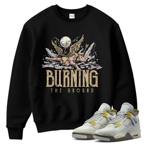 TeeVivo Sweatshirt Match Air Jordan 4 Retro SE Craft Photon Dust Burning the ground – Air Jordan 4 Sweatshirt, AJ4 Sweatshirt