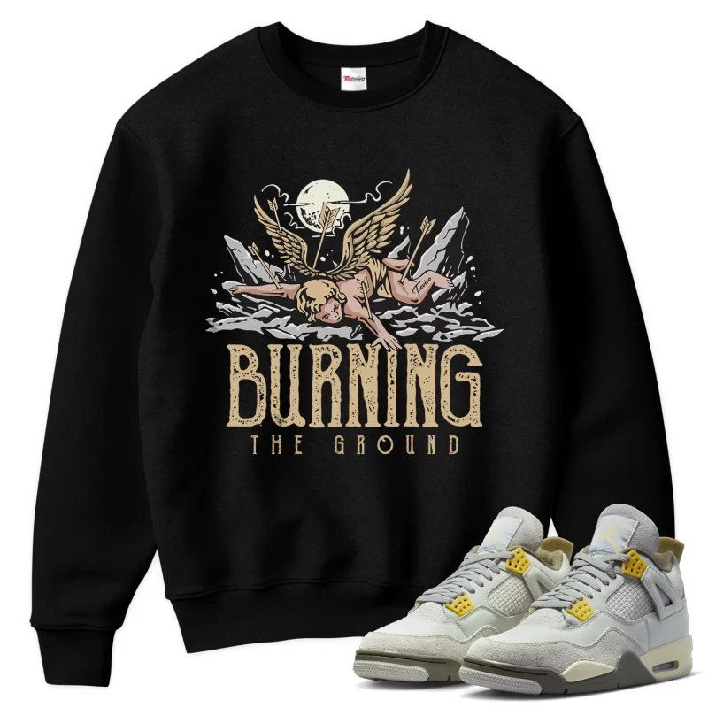 TeeVivo Sweatshirt Match Air Jordan 4 Retro SE Craft Photon Dust Burning the ground – Air Jordan 4 Sweatshirt, AJ4 Sweatshirt