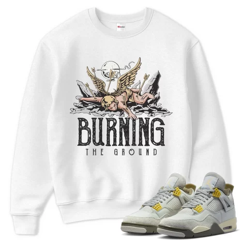 TeeVivo Sweatshirt Match Air Jordan 4 Retro SE Craft Photon Dust Burning the ground – Air Jordan 4 Sweatshirt, AJ4 Sweatshirt