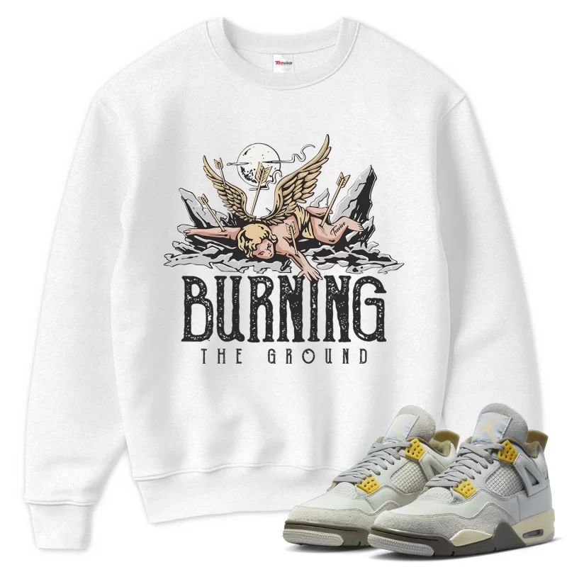 TeeVivo Sweatshirt Match Air Jordan 4 Retro SE Craft Photon Dust Burning the ground – Air Jordan 4 Sweatshirt, AJ4 Sweatshirt