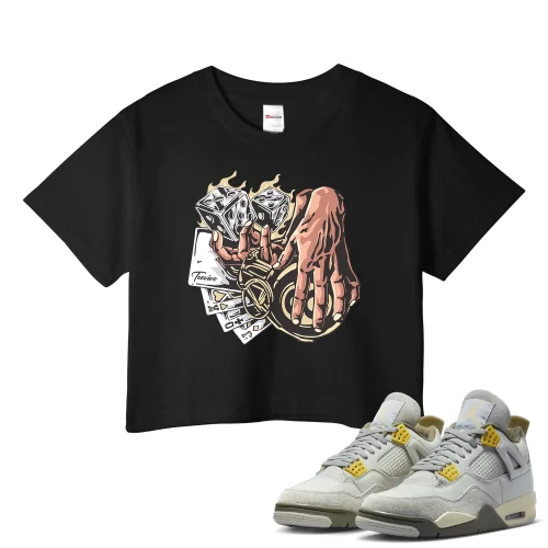 TeeVivo Crop Top Match Air Jordan 4 Retro SE Craft Photon Dust Gambling – Air Jordan 4 Crop Top, AJ4 Crop Top