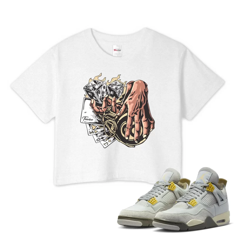 TeeVivo Crop Top Match Air Jordan 4 Retro SE Craft Photon Dust Gambling – Air Jordan 4 Crop Top, AJ4 Crop Top
