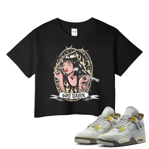 TeeVivo Crop Top Match Air Jordan 4 Retro SE Craft Photon Dust God Daaamn – Air Jordan 4 Crop Top, AJ4 Crop Top