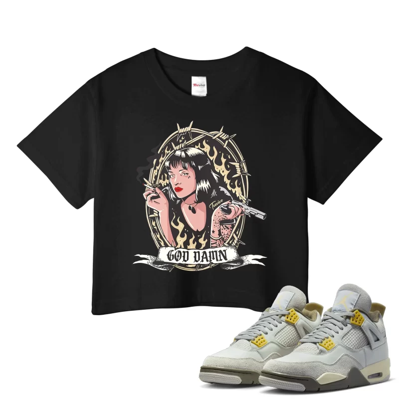 TeeVivo Crop Top Match Air Jordan 4 Retro SE Craft Photon Dust God Daaamn – Air Jordan 4 Crop Top, AJ4 Crop Top
