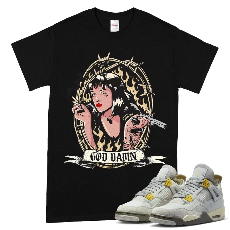 TeeVivo T-Shirt Match Air Jordan 4 Retro SE Craft Photon Dust God Daaamn – Air Jordan 4 Shirt, AJ4 Shirt