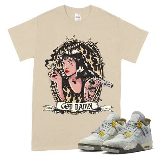 TeeVivo T-Shirt Match Air Jordan 4 Retro SE Craft Photon Dust God Daaamn – Air Jordan 4 Shirt, AJ4 Shirt