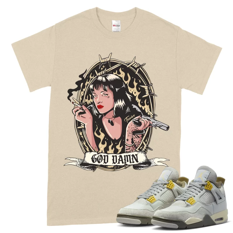 TeeVivo T-Shirt Match Air Jordan 4 Retro SE Craft Photon Dust God Daaamn – Air Jordan 4 Shirt, AJ4 Shirt